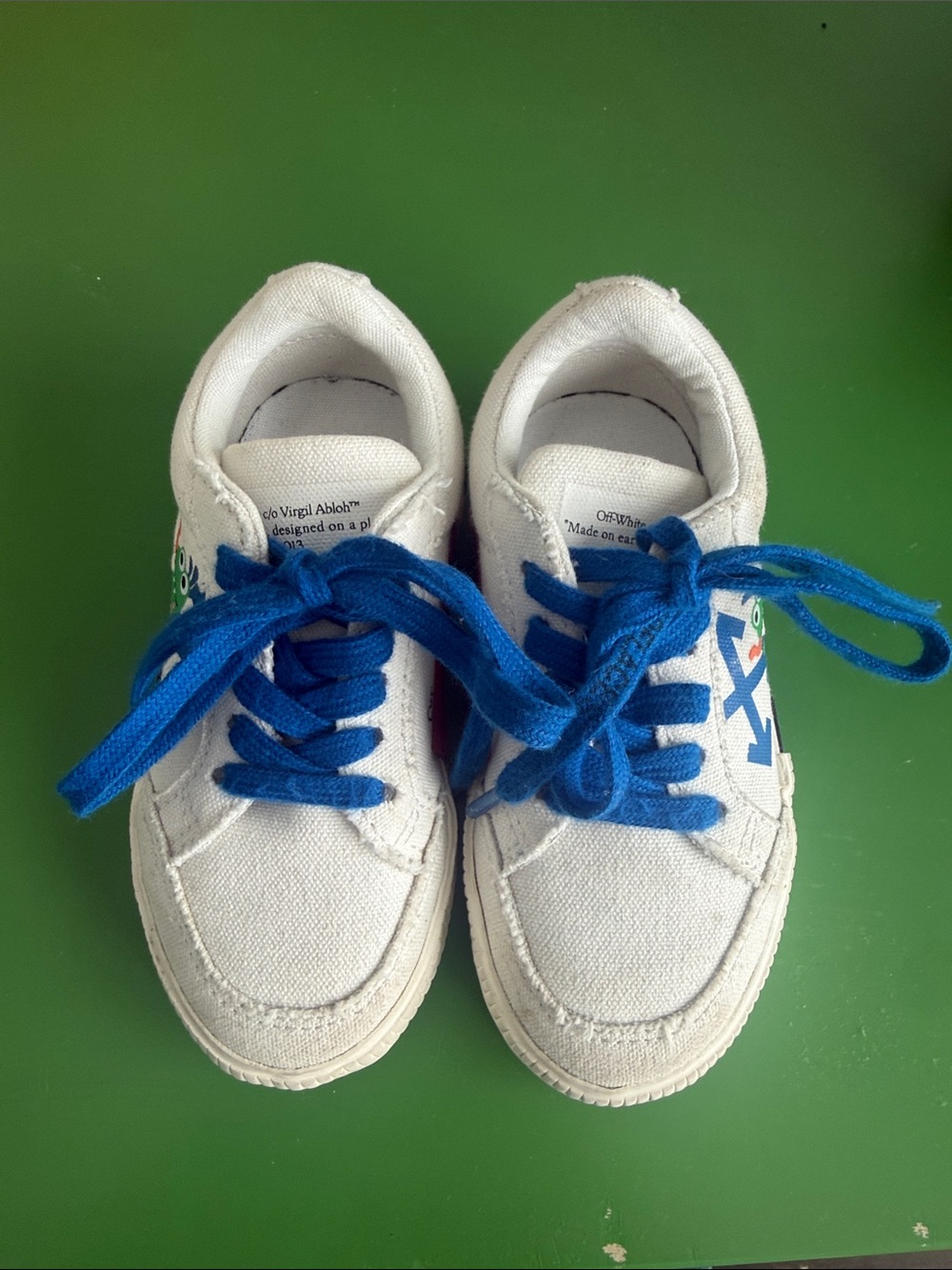 Off-White Kids White Canvas Sneakers with Blue Laces